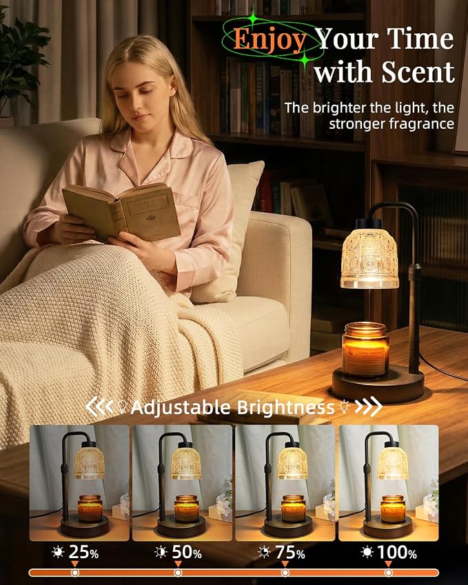 AIFEI Candle Warmer Lamp with Timer, Dimmable Adjustable Height Candle Lamp, Birthday Gifts for Women Mom Sister Friends, Candle Warmer Gifts New Home Decor, Candle Lamp Warmer with 2 Bulbs - Black