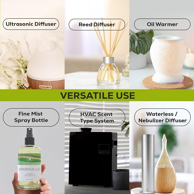 Aroma Country Gardenia Lily Diffuser Oil - Luxury Essential Oils for Diffuser Refill & Air Freshener Room Spray - Long-Lasting & Natural Home Fragrance, Scented Oil for Diffusers (8.5 Fl. oz)