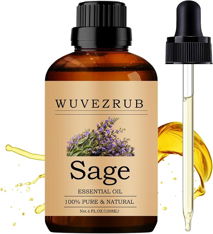 Sage Essential Oils 120ML, 100% Pure and Natural Essential Oil for Aromatherapy Diffuser - 4 Fl Oz/Sage