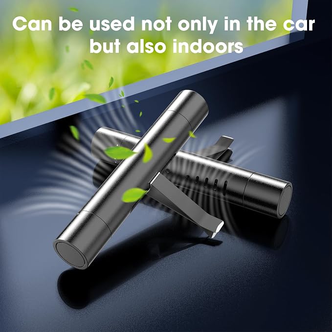 2 Packs Custom Car Air Freshener Diffuser Vent Clips with 12 Refill Sticks for Cars, Office, Kitchen, Bathroom, Pet Basic Refillable Kit Essential Oil Diffusers Car Accessories for Women Men