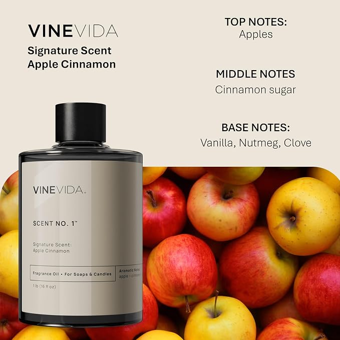 VINEVIDA [16oz] Apple Cinnamon Fragrance Oil for Candle Making and Soap Making - Premium Candle Scents for Soy Candles