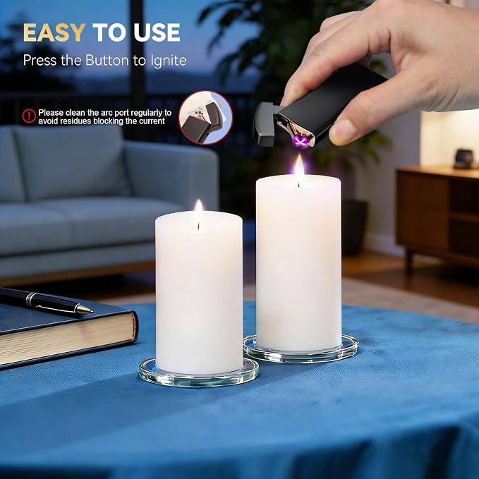 Coquimbo Fathers Day Dad Gifts for Men Him Husband from Daughter Son Wife, Electric Lighter USB Rechargeable Windproof Flameless Dual Arc Plasma Lighters for Candle Incense Camping (Black)