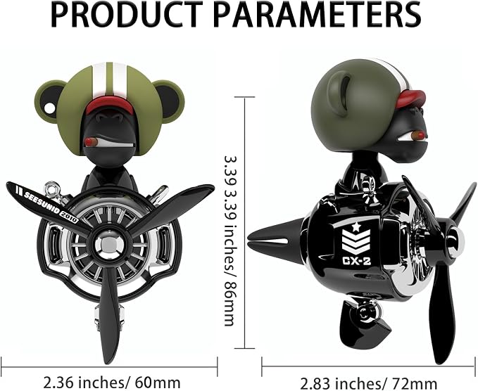 Pilot Car Air Freshener, Cute Orangutan Car Vent Clip Air Freshener Automotive Air Outlet Fan Diffuser, Automotive Interiors Vent Decoration (Shake Head Style - Green)
