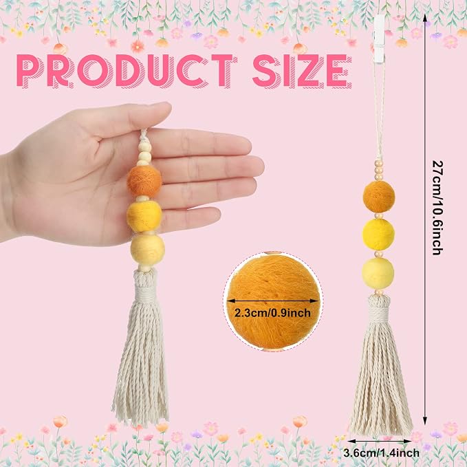 6 Pieces Felt Ball Car Diffuser Essential Oil Car Tassel Hanging Bead Aromatherapy Diffuser Colorful Charm Vent Clips Air Freshener for Decor(Regular Color)