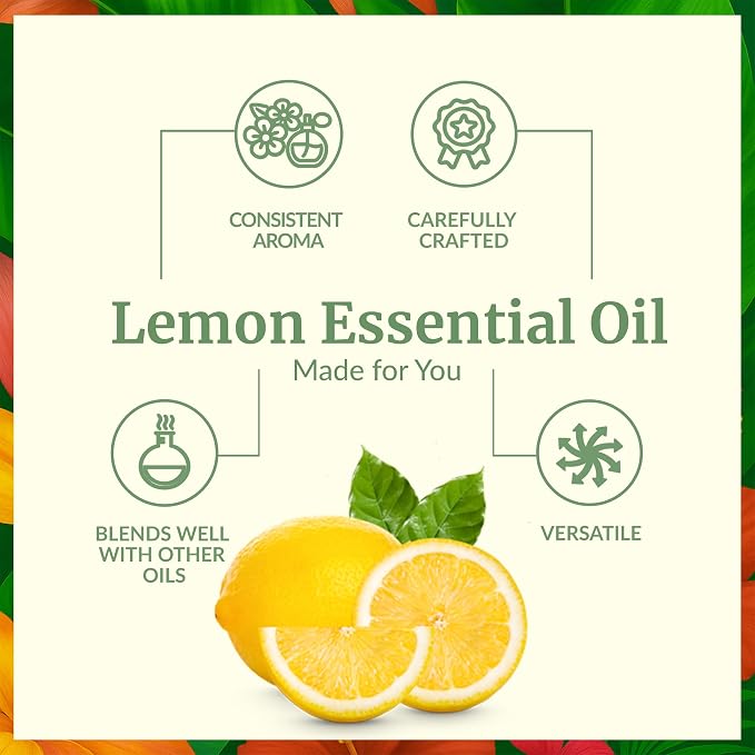 SVA Lemon Essential Oil – 4 Fl Oz - for Diffuser, Skin & Hair Care – Ideal for Massage & DIY Blends – with Dropper
