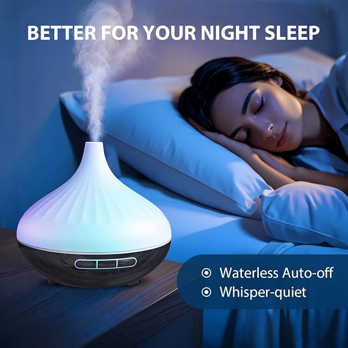 Aromatherapy Diffuser & 12 Essential Oils Set, 500 ML Ultrasonic Diffuser for Home, Cool Mist Humidifier with 14 Colour Changes, Timer and Auto-Off Function