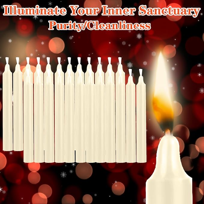 Kunrsug 24 Pack Ivory Color Spell Chime Candles – Premium Mini Unscented Taper Candles for Rituals, Prayer, Birthdays, Meditation, Altar, Spells, Chime Candles - 4 Inch Tall - Ideal for Witches