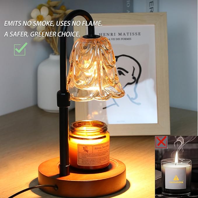 Dimmable Candle Warmer Lamp with Timer, Adjustable Height, 2 Bulbs - Wax Melt Warmer for Scented Wax and Jar Candles, Home Bedroom Decor