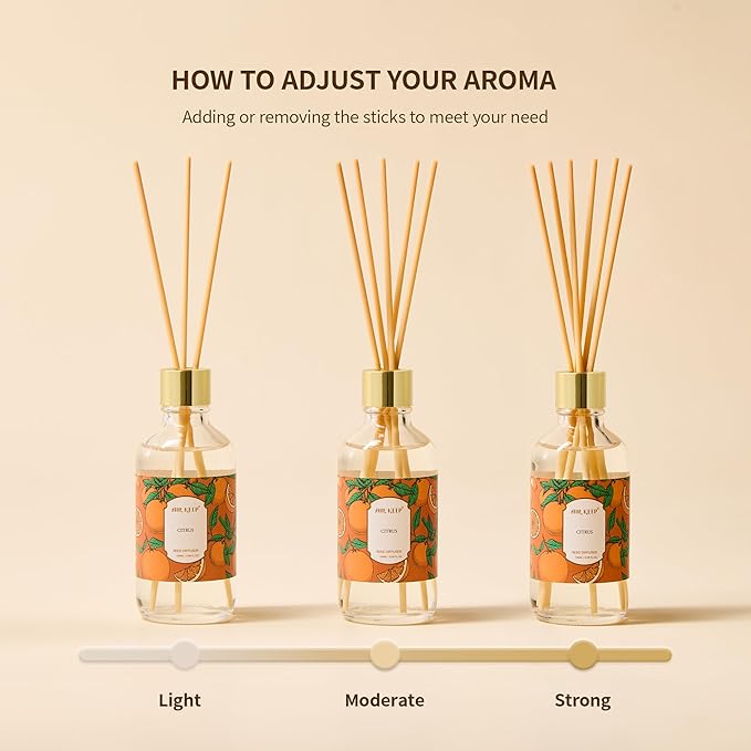 Airkeep Reed Diffuser Oil Set with Reed Sticks, Clean Linen Aromatherapy Oil Scent Diffuser for Home Office Bathroom Decoration Perfume and Gifts 3.38 oz/100ml