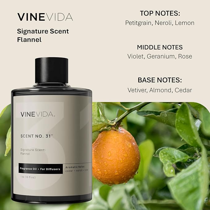 VINEVIDA [16 Fl Oz] Flannel Fragrance Oil for Cold Air Diffusers, Essential Oils for Diffuser Oil Refill & Air Freshener Room Spray