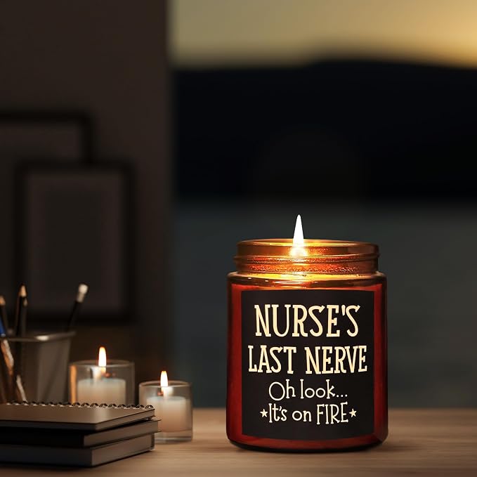Funny Gifts for Nurse Women Men - Nurse's Last Nerve Relaxing Soy Candle for Her Mom Sister - Birthday Mothers Day RN Graduation Nurse Week Appreciation Thank You Gift for Friend Coworker Boss