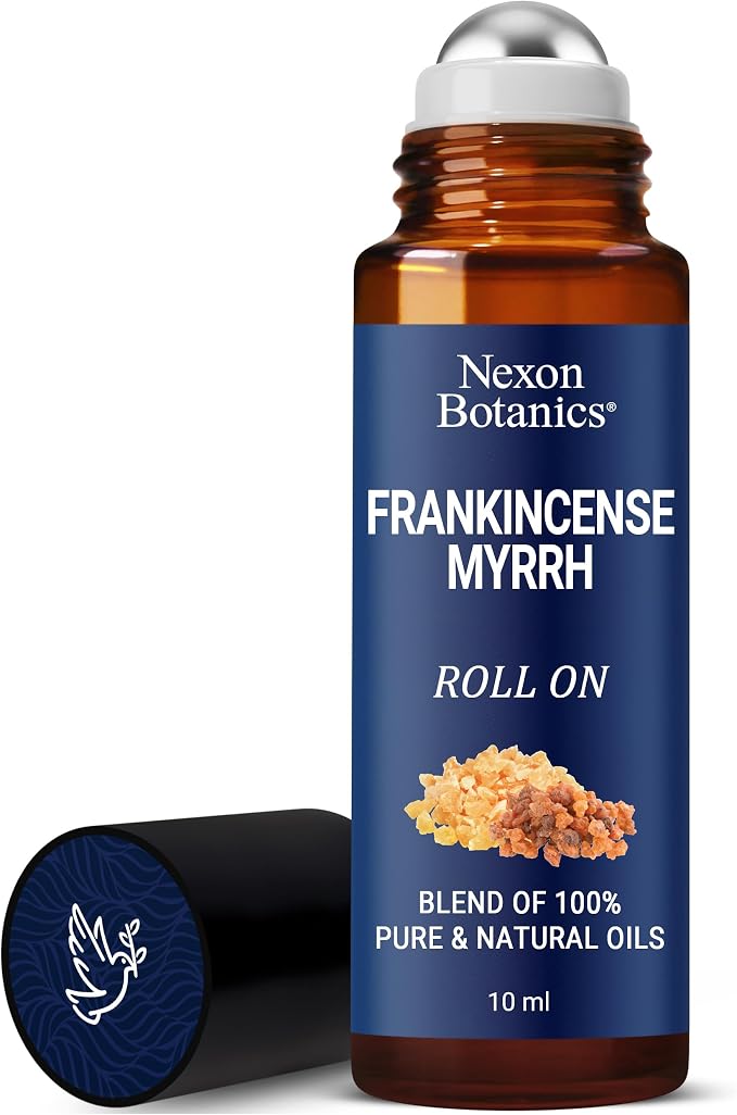 Frankincense & Myrrh Essential Oil Roll-On 10ml - 100% Pure, Natural & Prediluted Oil Blend for Aromatherapy & Skin Care - Nexon Botanics