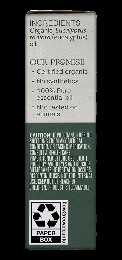 Aura Cacia, Organic Eucalyptus Essential Oil, 0.25 Fl Oz