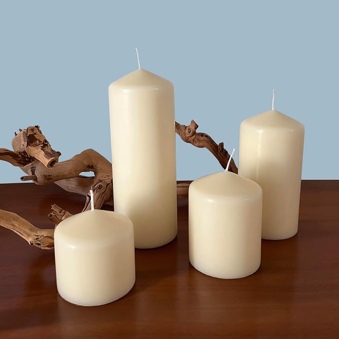 Stonebriar Unscented Pillar Candles – 35 Hour Burn Time, Long-Lasting Wax Candles for Weddings, Holidays, Home Décor & Special Events, Pack of 6, Ivory, 3" x 4"