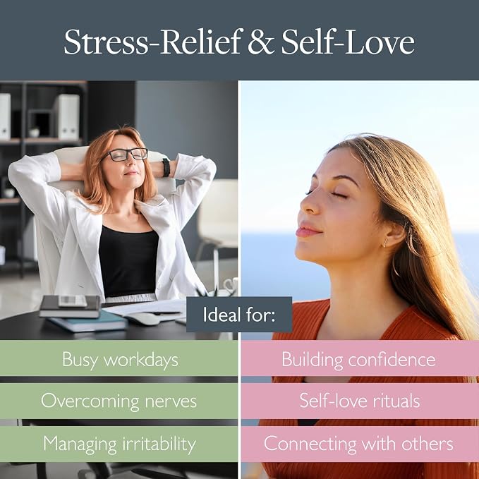Scentered Aromatherapy Balm Sticks for Stress-Relief & Emotional Balance - Roll On Essential Oil Blends of Rose & Chamomile - Gifts for Valentines Day for Her - De-Stress & Love