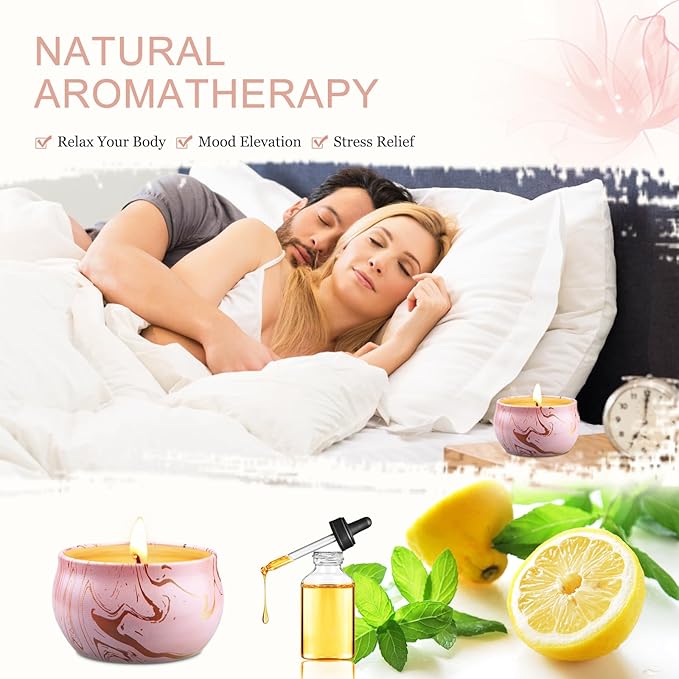 Scented Candles Gifts for Women, 2.5oz Aromatherapy Candles for Home Scented, Long Lasting Soy Wax Candle Sets for Women Gift,Small Candles for Gifts Bath Yoga Spa Birthday Gift