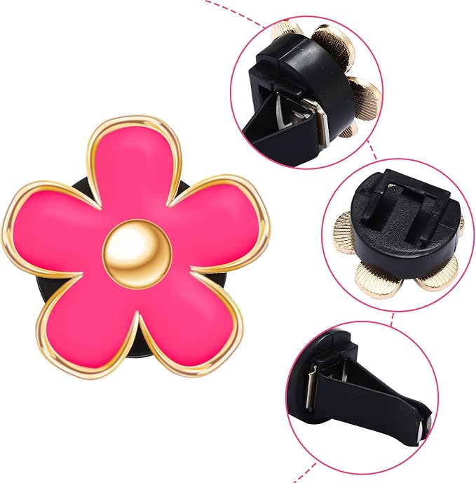 Frienda 6 Pcs Daisy Flower Air Vent Clip Accessories Air Conditioning Outlet Clip Car Air Freshener Dashboard Accessories Charm Car Inter Decor(3 cm, 3.3 cm,Red, White, Black)