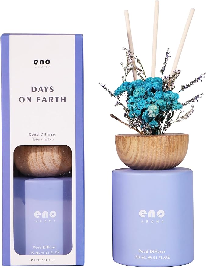 Reed Diffuser Set with Dried Flowers, 5.1 fl oz / 150ml, Morning Garden - Home Fragrance Diffuser with Sticks for Bathroom Shelf Decor, Bedroom, Office & Gift