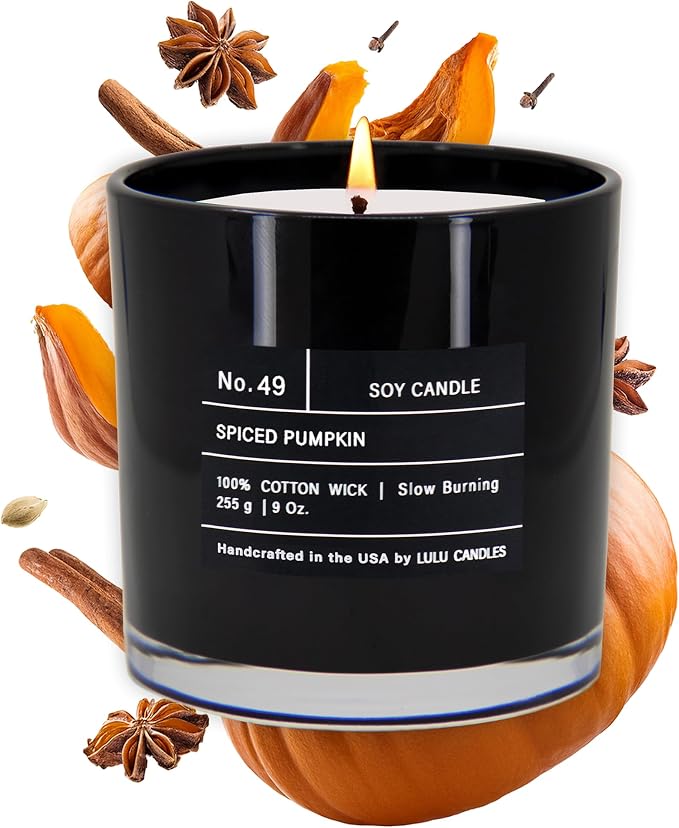 Lulu Candles | Spiced Pumpkin | Smells Like Pumpkin & Chai | Luxury Scented Soy Jar Candle | Hand Poured in The USA | Highly Scented Long Lasting (9 Oz.)
