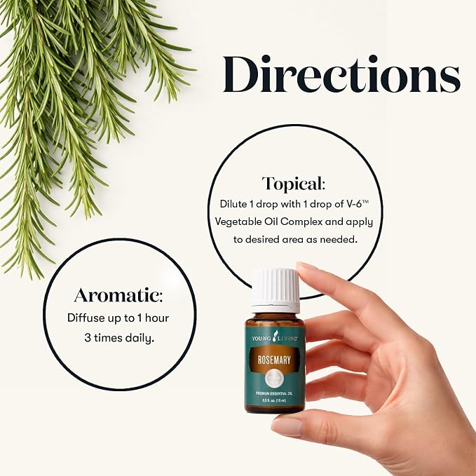 Young Living Rosemary Essential Oil | 15 ml | Crisp, Herbaceous Aroma for Diffusion, Topical Use & Aromatherapy | Supports Cognitive Clarity & Relaxation | Premium Seed to Seal® Essential Oil