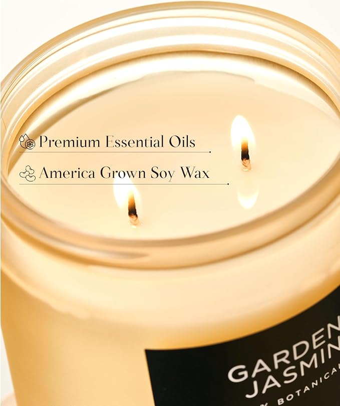 M&SENSE Gardenia Jasmine Scented Candles for Home - 11.6oz Natural Soy Wax, 70-Hour Clean Non Toxic Slow Burn, Floral Scent Aromatherapy Candle for Spa Stress Relief & Housewarming Gifts