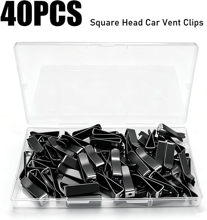 Dianrui 40PCS Black Square Head Car Vent Clips, 9mm Auto Air Conditioner Outlet, Air Freshener for Car Office Home