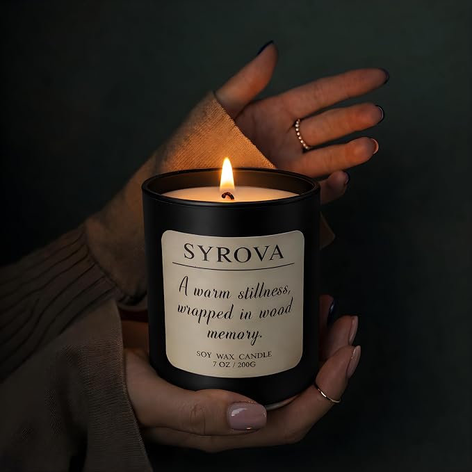Vanilla & Cedarwood Candle, Luxury Scented Soy Candle 7oz, Cozy Sweet Fragrance for Home, Long Lasting Aromatherapy Candle, Gift for Women, Modern Jar Candle
