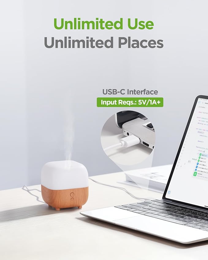 InnoGear 150ml Essential Oil Diffuser, 5-in-1 Diffusers for Home Scent 8 LED Color Aromatherapy Diffuser Air Desk Mini Humidifier Small Vaporizer Aroma Diffuser for Computer Laptop Office, Medium