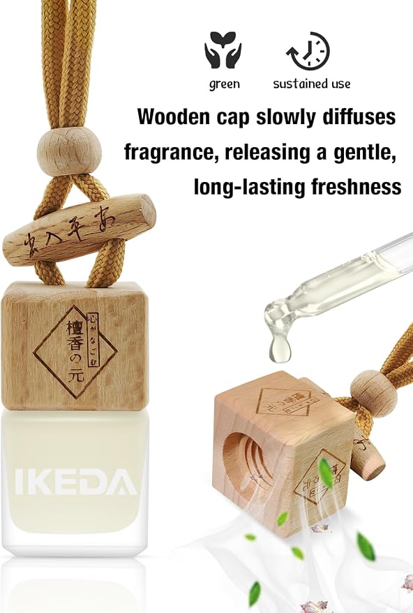 Ikeda Car Air Freshener: Hanging Car Smell Air Freshener | 10ml Hanging Car Perfume | Long Lasting Fragrance | Strong Scents Diffuser for Auto Home (Memory|Square)