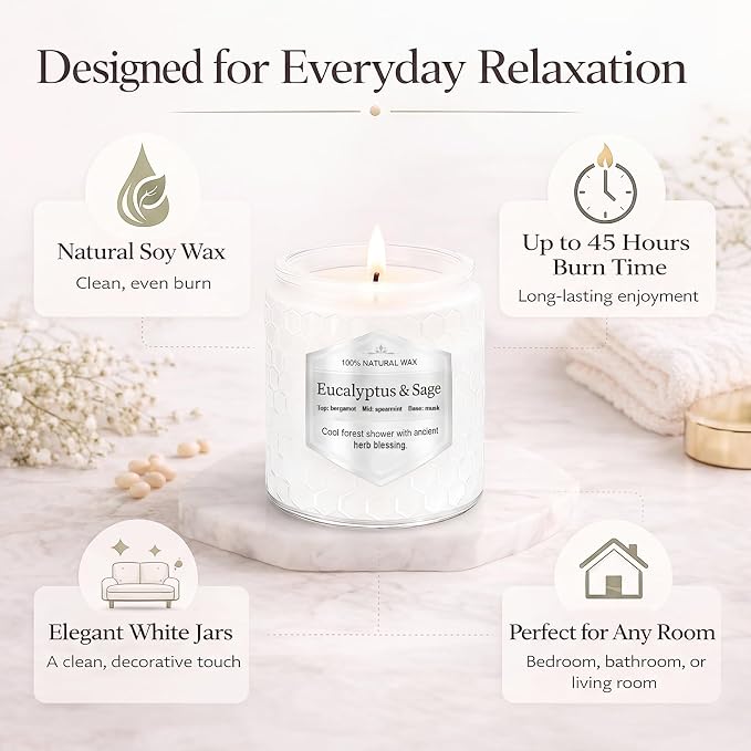 Scented Candles Gift Set for Women, 6 Pack Aromatherapy Soy Candles for Home, Long Lasting Decorative Jar Candles for Birthday, Relaxation, Self Care