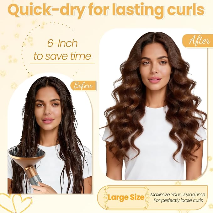 Upgraded 6IN Diffuser Attachment for Dyson Airwrap Styler HS01 HS05 HS08, Hair Diffuser Nozzle for Fast Drying and Styling Wave Curly Thick Hair