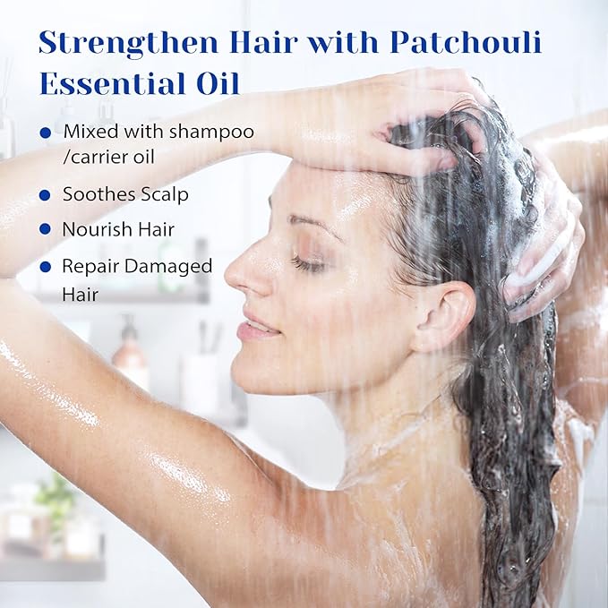 HIQILI Patchouli Essential Oil, for Homemade Perfume, Sooth Skin, Nourish Hair at Home with Diffuser, Gift for Hippie Friend - 3.38 Fl Oz