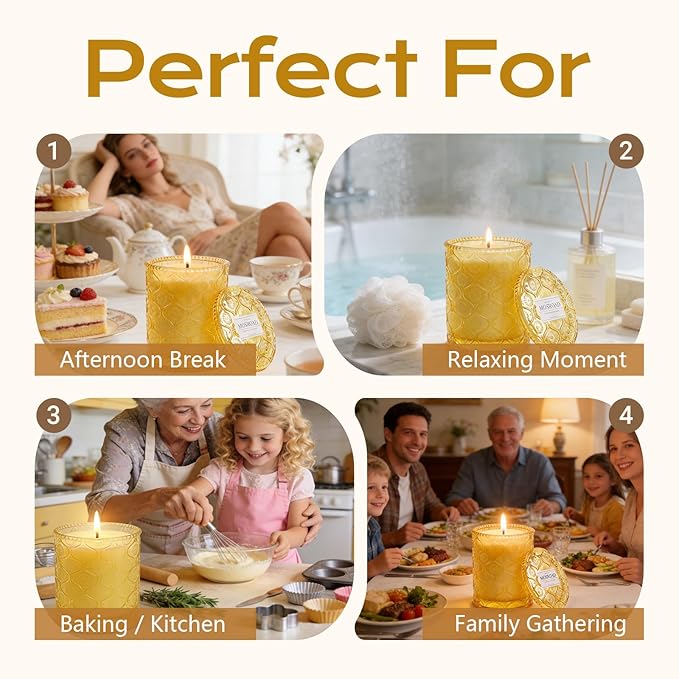 Vanilla Cupcake Scented Jar Candle for Home - Warm Vanilla Sugar & Vanilla Bean Natural Soy Candle, Luxury Aromatherapy Candles for Cozy Home Scented, Gifts for Women & Mom,Bakery Scent & Relaxation
