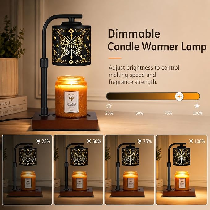 mocosa Candle Warmer Lamp with Adjustable Height Dimmable for New Home Decor Electric Candle Warmer for Jar Candles Birthday Gifts for Women Mom(Crucifix Butterfly)