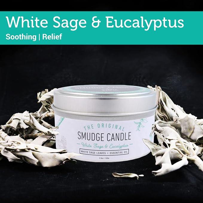 SOUL STICKS Smudge Candle for Cleansing House, Meditation, Chakra Healing, Aromatherapy | 3.5 Ounce Smudge Candle for Spiritual Cleansing (White Sage & Eucalyptus)