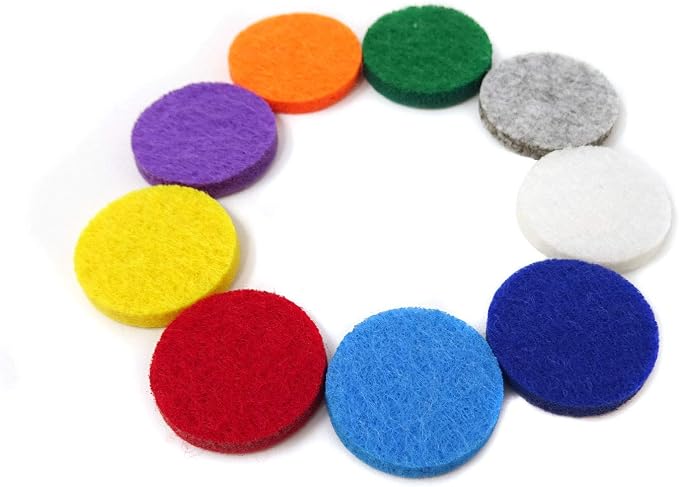 Honbay 100PCS Replacement Felt Pads 22mm Essential Oil Refill Pads for 30mm Locket Necklace Bracelet or Car(0.87inch, 10color) (22mm)