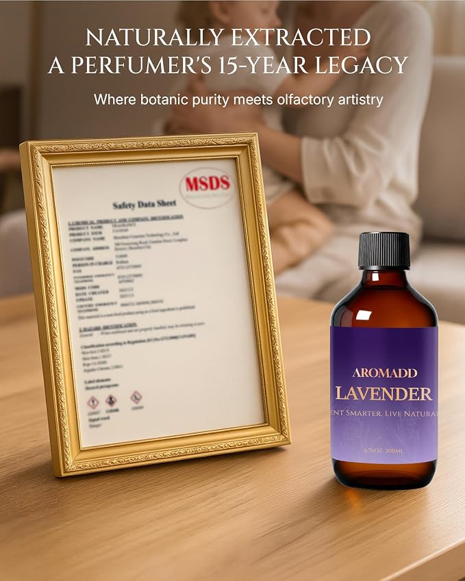 Aromadd Lavender Diffuser Oil Inspired by Classic Botanical Gardens, Premium Fragrance Oils for Waterless Diffuser, Classic Botanical Lavender Scent, Long-Lasting Home Fragrance - 6.76 fl oz (200 mL)