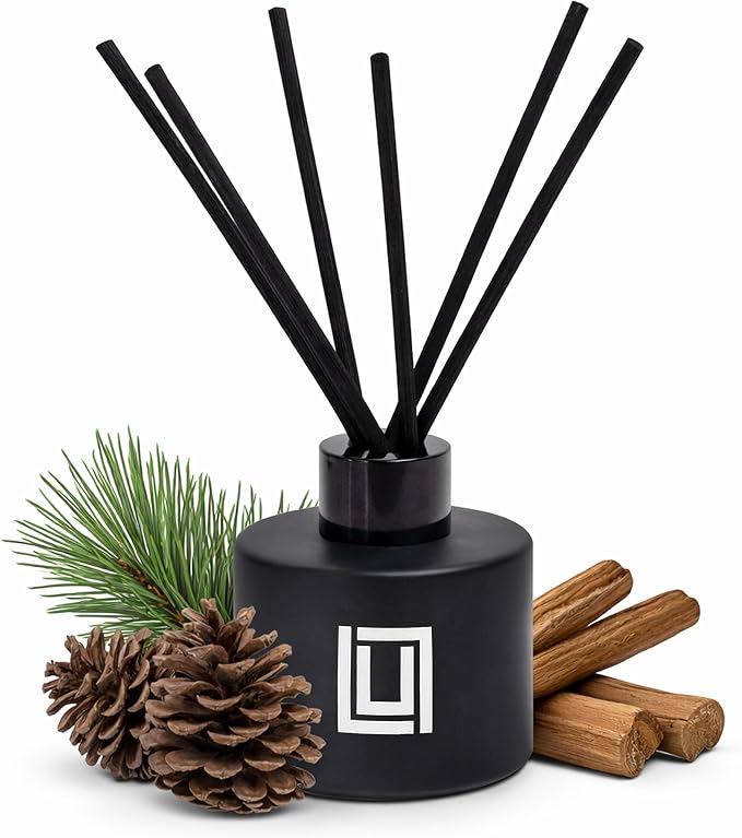 Reed Diffuser Set | Balsam & Cedarwood | 6 Reed Sticks | Scent Diffuser for Bedroom Bathroom Living Room & Office (4.2 FL Oz.)