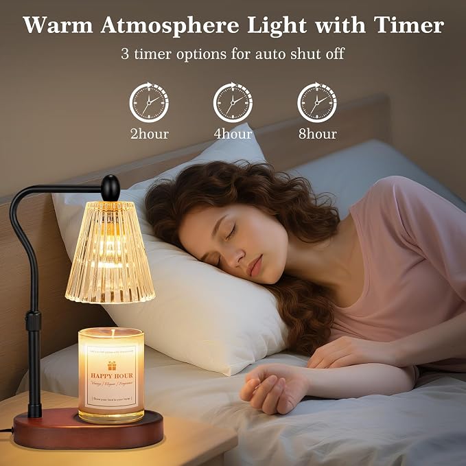 Imenlox Candle Warmer Lamp, Remote Control, with Timer and Dimmer, Adjustable Height, Christmas Birthday Gifts for Women Mom, House Warming Gifts New Home Decor, Wax Warmer for Jar Candles (Brown RC)