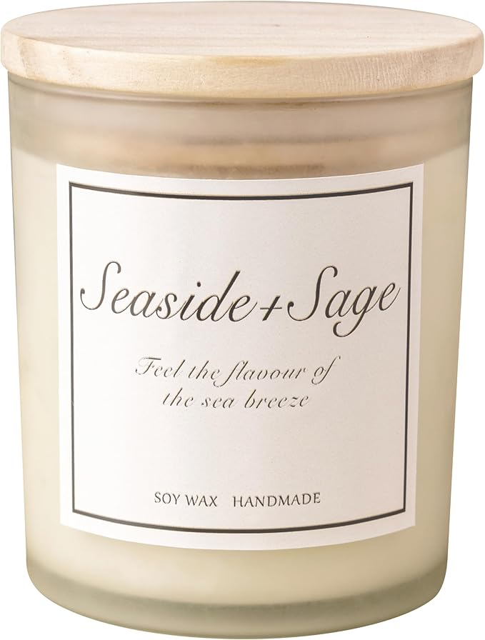 Seaside & Sage Candle, Summer Sea Breeze Scented Candle, Aromatherapy Gifts for Women, Feel The Flavour of Sea Breeze, Natural Soy Wax & Natural Essential Oils