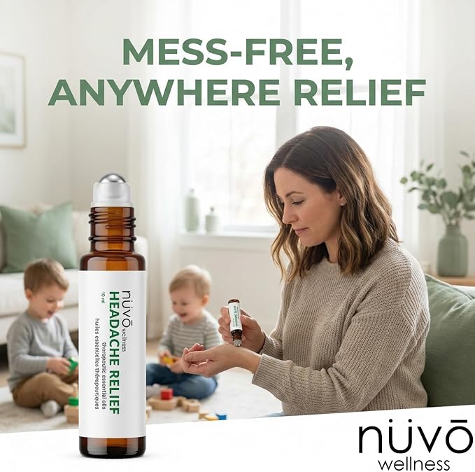 Migraine Relief Roll-On, Made with Peppermint, Lavender, Eucalyptus, & Other Aromatherapy Essential Oils, for Headaches, and Sore Muscles