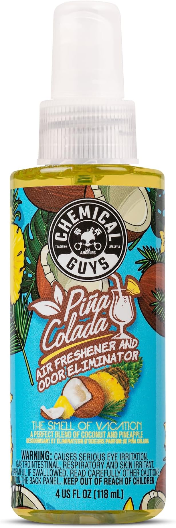 Chemical Guys AIR22904 Premium Air Freshener & Odor Eliminator (4 Oz, Piña Colada Scent)