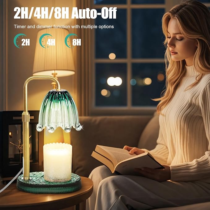 Candle Warmer Lamp with Timer - Electric Wax Melt Warmer with Adjustable Height and Dimmer for Scented Candle Wax, Home Fragrance Décor and House Warming Birthday Gifts for Women Mom
