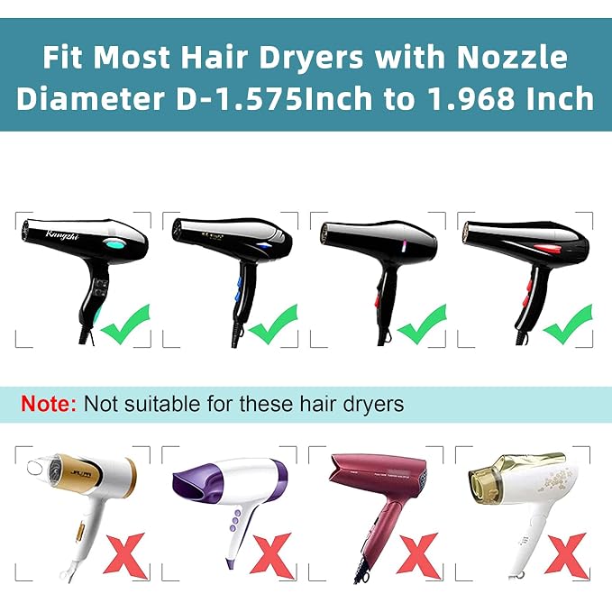Collapsible Silicone Hair Dryer Diffuser - Travel and Easy Storage - Fit Most Hair Dryers with Nozzle Diameter D-1.575Inch to 1.968 Inch (4-5cm) - Blue