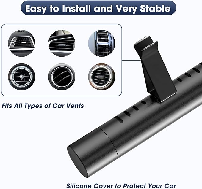 Car Air Freshener, RoyAroma Car Diffuser Vent Clips Set with 10 Bags Different Scents Essential Oil Stick (2 Sticks Each) and 8 Unscented Refill Sticks for Women Men Automotive Fragrance Decoration