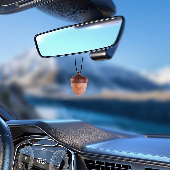 Maromalife Essential Oil Car Diffuser, Wooden Acorn Decor Cute Car Diffuser Air Freshener, Hanging Aromatherapy Diffuser Perfume Car Decoration, Gift for Women/Men, Christmas, Birthday