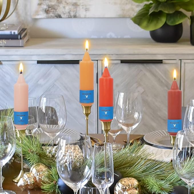 Smokeless Candlesticks Short Taper Candle,Unscented 5 Inches Gradient Orange Candle Sticks Dripless Tapered Candles for Home Décor Gifts
