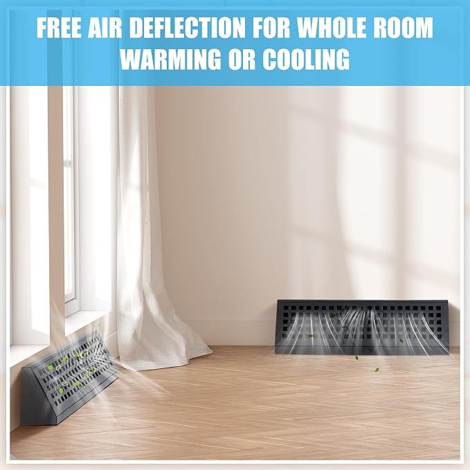 Yaocom 2 Pcs 15 Inch Baseboard Register Duct Opening Size Vent Covers for Home Floor Diffuser Wall Corner Baseboard Air Covers Floor Diffuser Including Screws Easy Installation(Black,Plaid)
