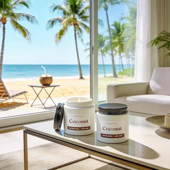 Coconut Scented Candles for Women, Soy Candle Gift Set, Tropical Coconut Candles, 2 Pack Aromatherapy Candles for Relaxing, Summer Home Decor