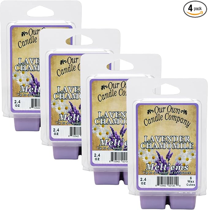 Our Own Candle Company Premium Wax Melt, Lavender Chamomile, 6 Cubes, 2.4 oz (4 Pack)